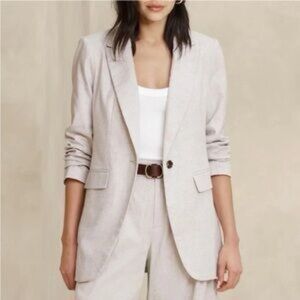 Banana Republic Linen Blend Tailored Straight-Leg Pants Size 8 NWT